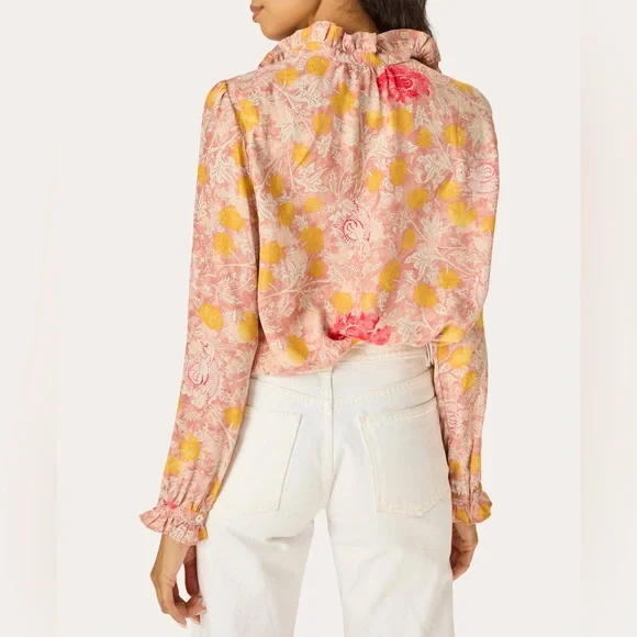 Natalie Martin Leslie Top in Heirloom Rose Floral Silk Blouse Size Small - Picture 7 of 7